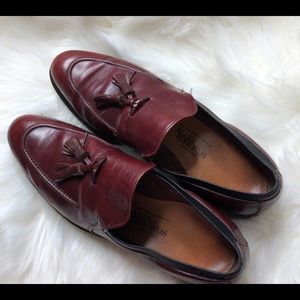 Allen Edmonds Mens 10.5 Red Leather Loafers Tassel